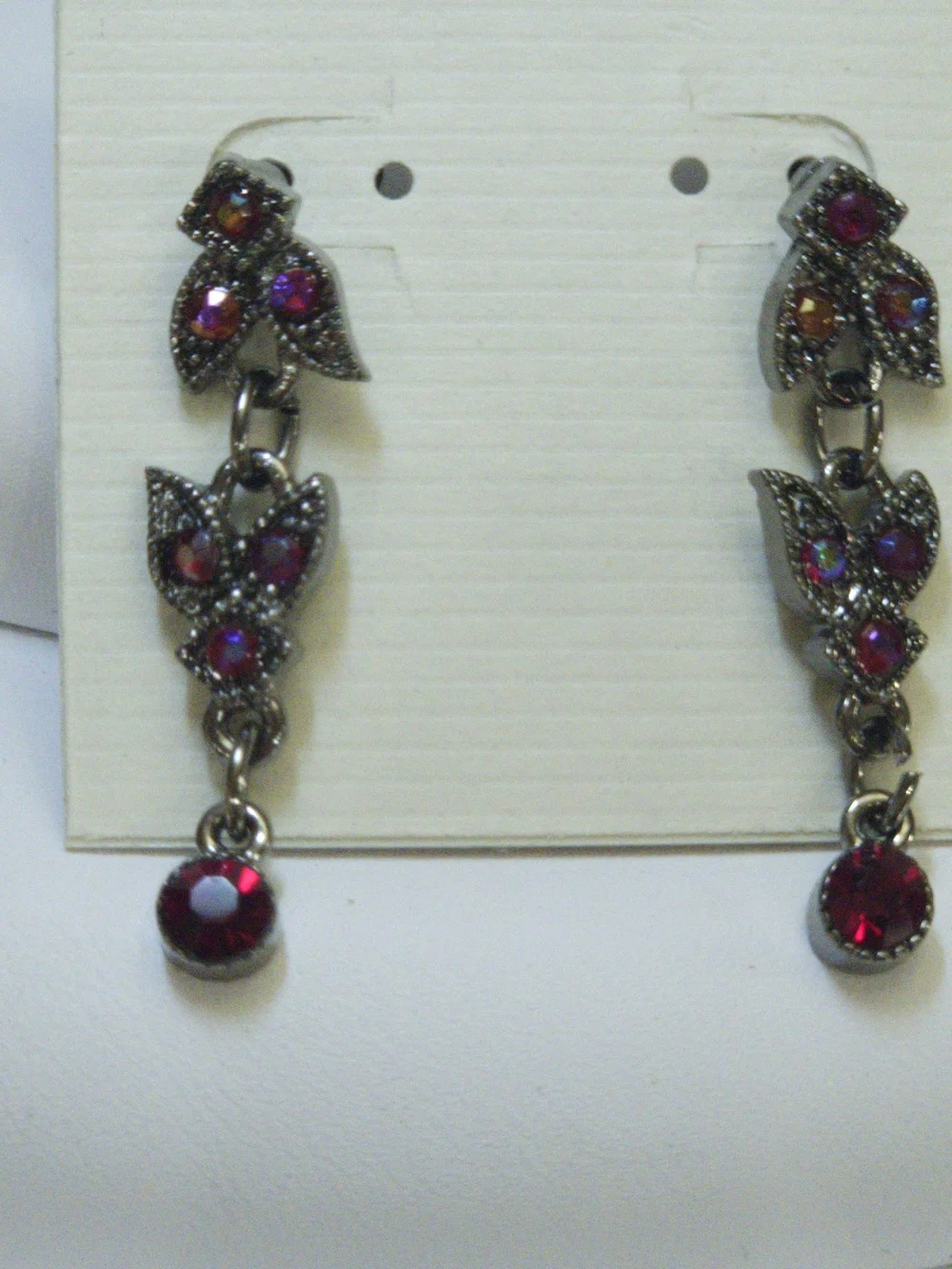 NWT Vintage Gothic Red Rhinestone Choker Necklace Earring Set Original Packaging